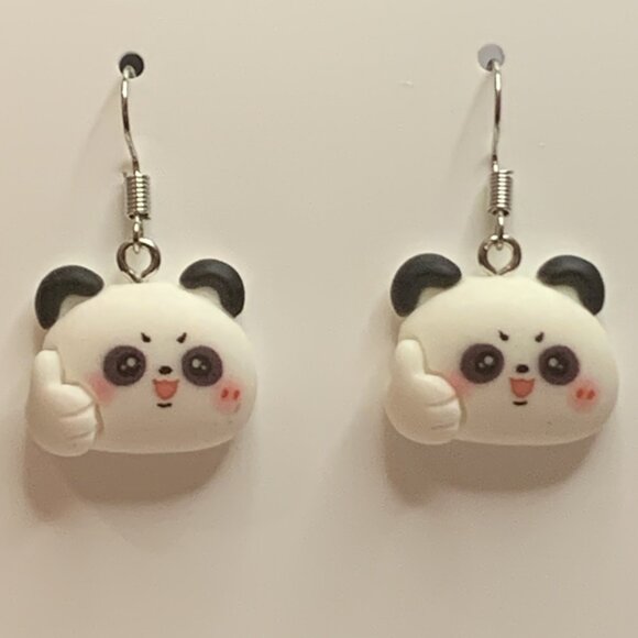 Panda Earring, Panda Bear Jewelry, Gift, Panda Jewelry, Silly Animal Earring - Picture 5 of 9